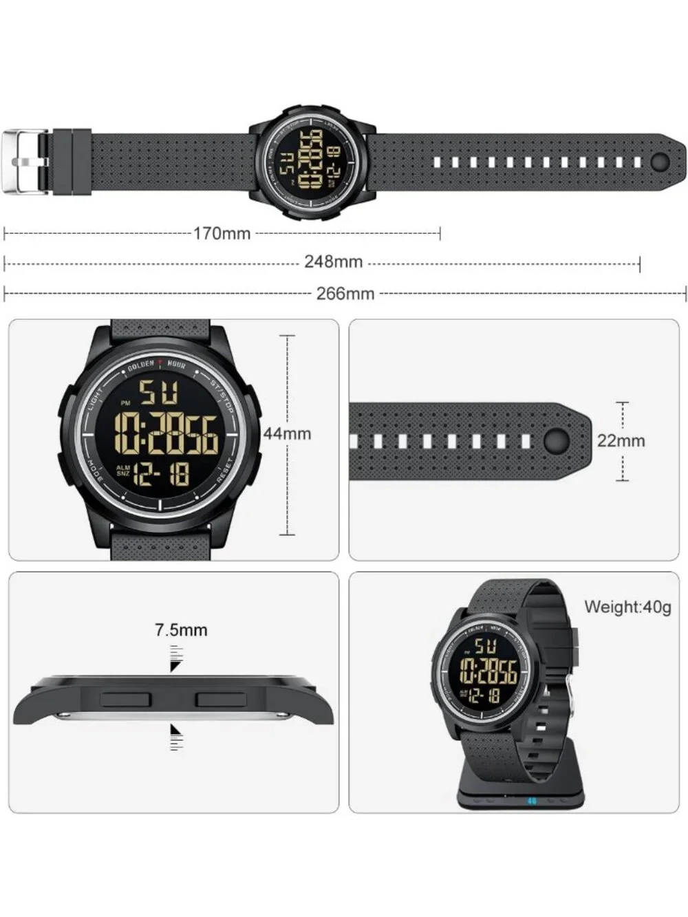 Ultra-Thin Minimalist Waterproof Digital Sports Watch for Men & Women - Rubber